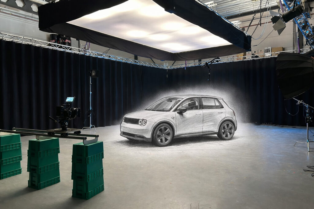 Een grote softbox in een grote studio